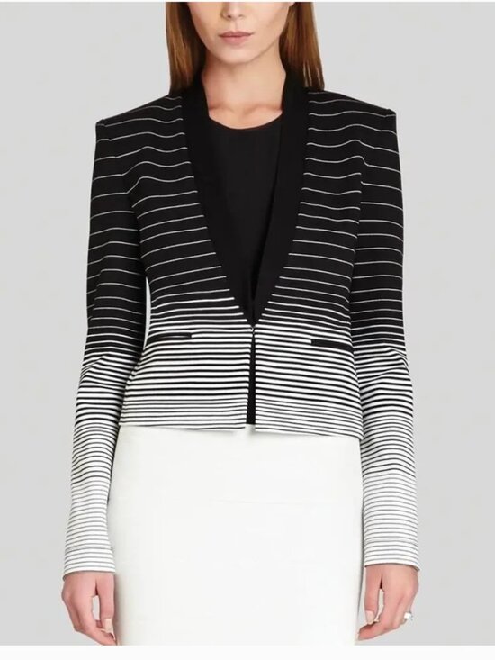 BCBGMaxAzria Jackets & Blazers - BCBGMAXAZRIA Bowie stripe Black/White tuxedo blazer M CAREER CORE
